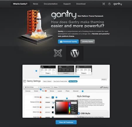 Gantry WordPress theme framework