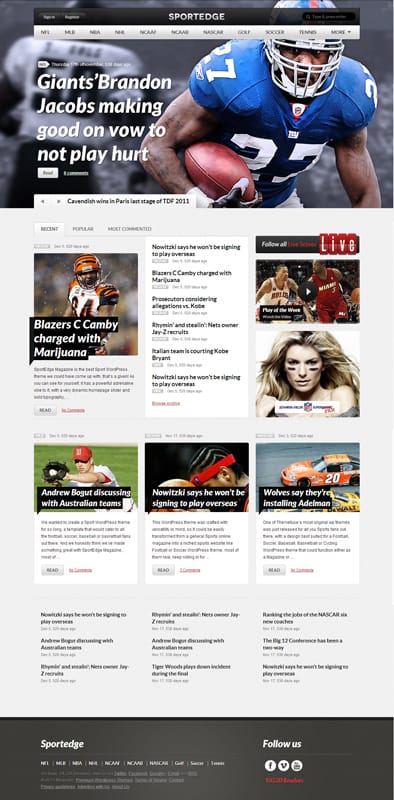 SportEdge WordPress Theme
