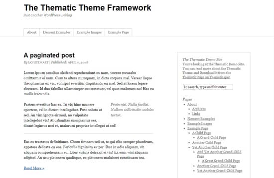 Thematic WordPress theme frameworks